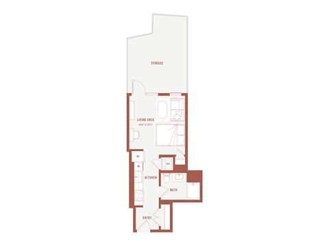 Floor plan for studio, 1 bath, 434 sqft